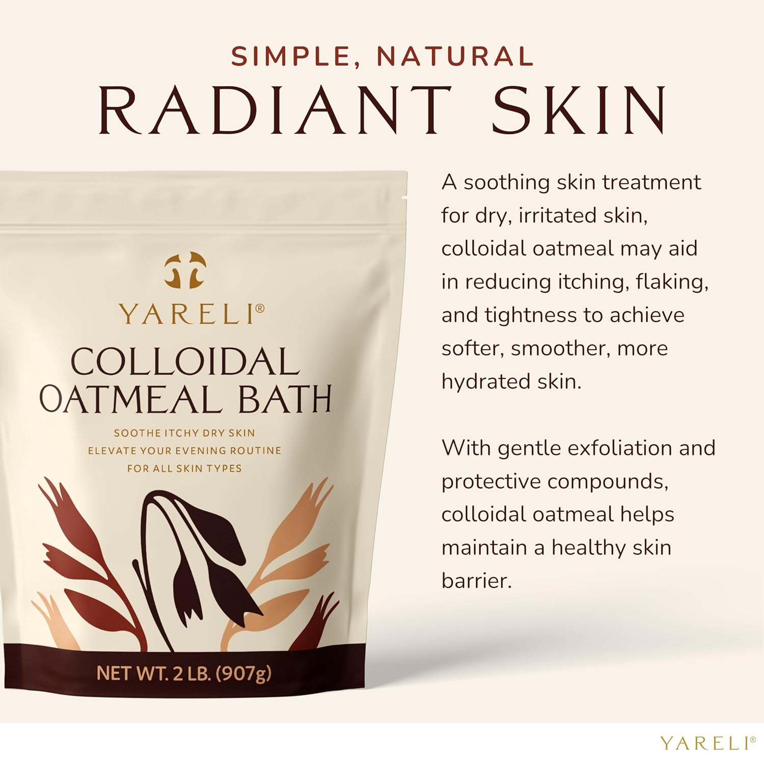 Yareli Colloidal Oatmeal, 2lb (32oz), Bath Powder for Dry Skin for All Ages
