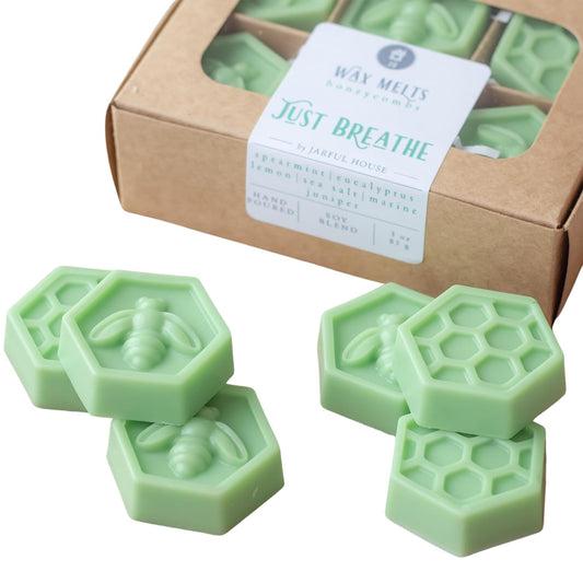 Scented Wax Melts Just Breathe | Light Green Natural Coco Wax Tarts 3 oz. | Aromatherapy Scent Eucalyptus Spearmint Lemon