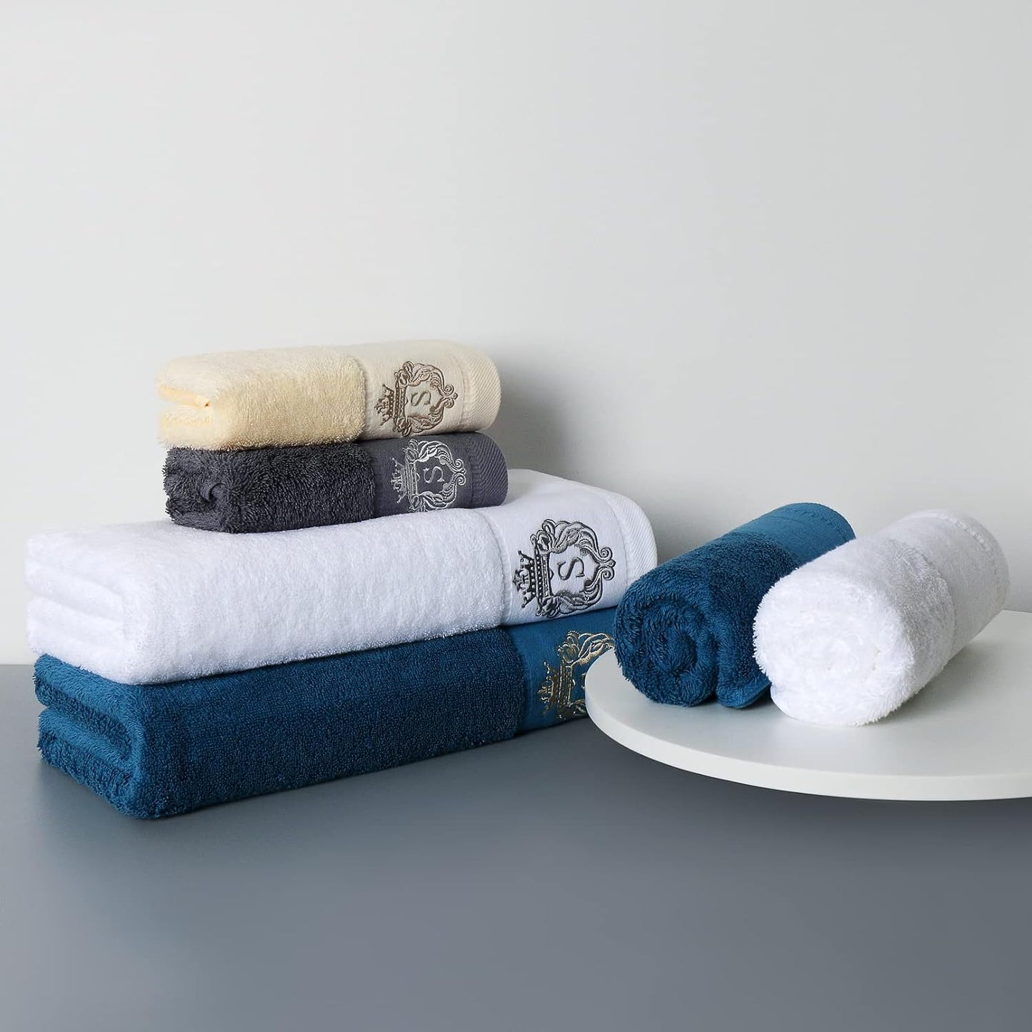 Luxury Bathroom Super Soft and Highly Absorbent Premium 100% Cotton Bath Towel Set for Gifts (White-K)