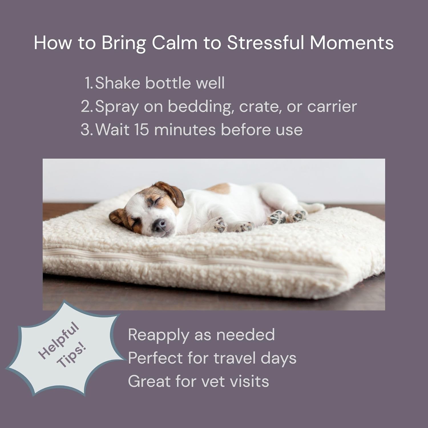 Pet Zen Pheromone Calming Spray for Dogs - Made in the USA - Alcohol-Free - for Carriers, Bedding, Travel & Vet Visits