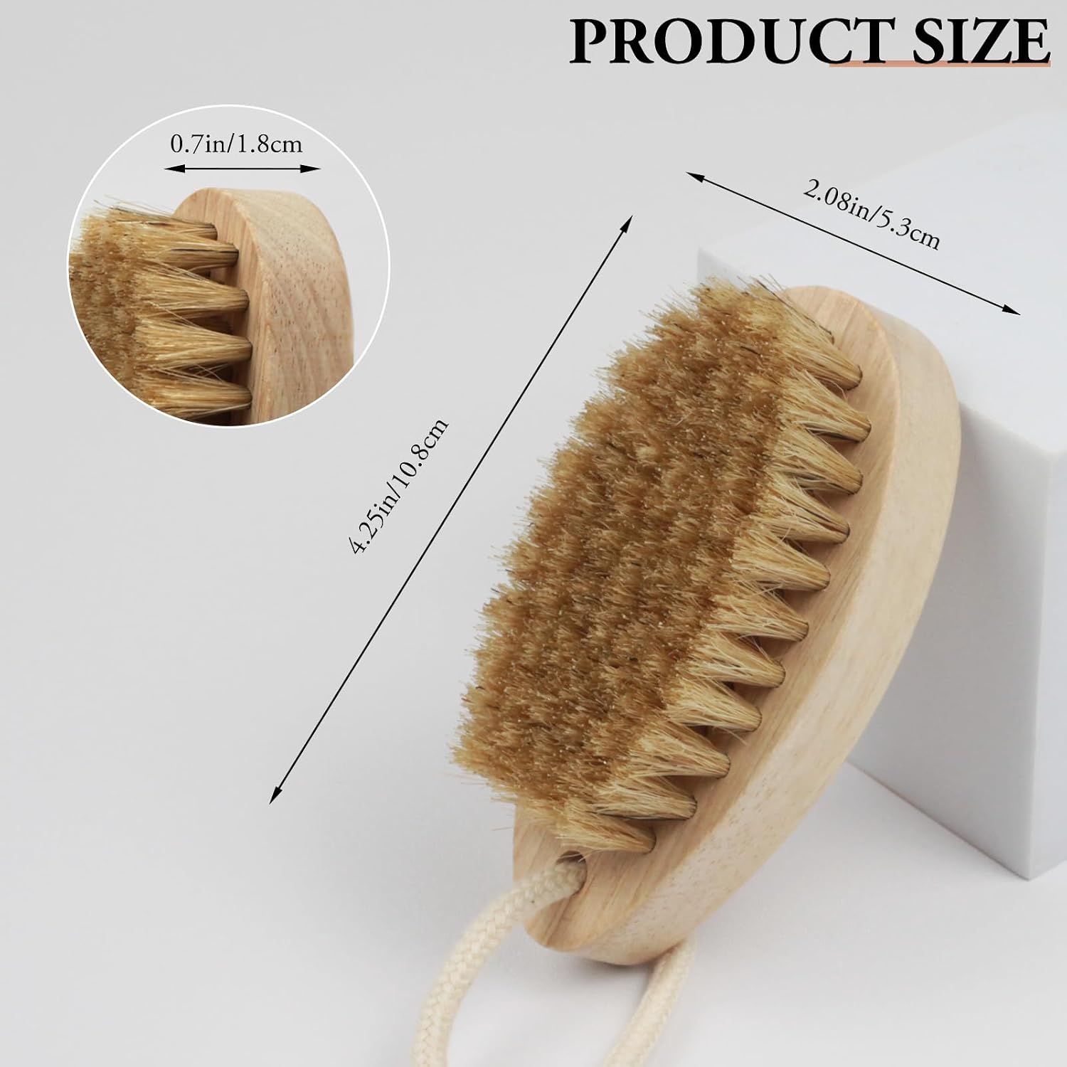 Droplet-Shaped Boar Bristle Brush, Dry Body Scrubber Brush with Soft & Dense Bristles, Exfoliates and Softens, for All Skin Types