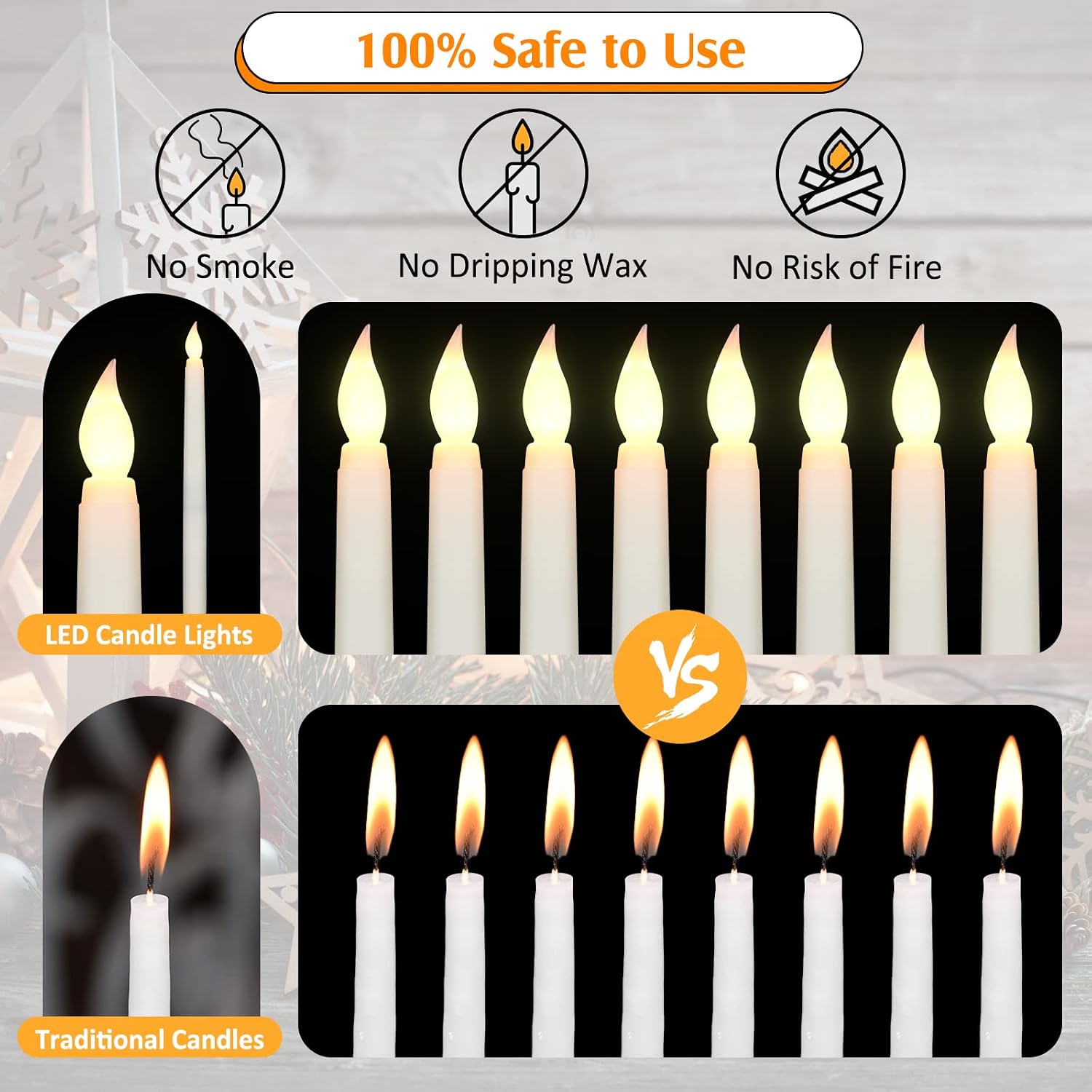 Tuanse 24 Pack Flameless Taper Candles with Remote & Timer, 11" Flickering 3D LED Battery Operated Window Candlesticks, Dimmable for Wedding Table Centerpieces Home Valentine’s Decor(Ivory)