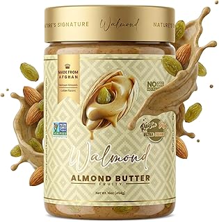 Walmond Almond Butter Fruity, Afghan Heirloom Almonds with Real Golden Raisin Bites, Lightly Fruit Sweetened, 6g Protein, No Added Sugar, No Palm Oil, NON-GMO Halal HACCP Certified, Keto Vegan, 16oz