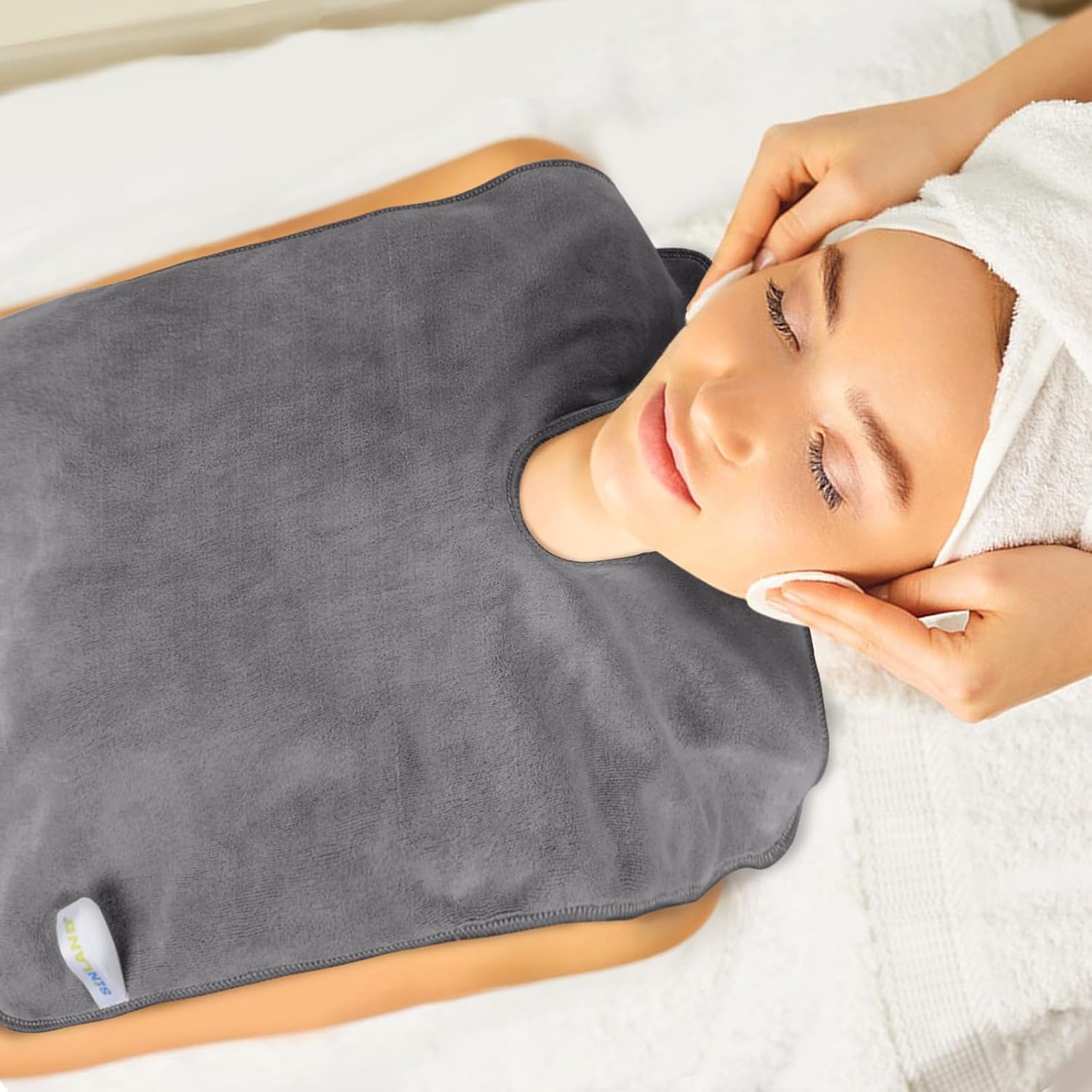 SINLAND Microfiber Esthetician Towels for Facials Mask Removing Face Wrap Soft Facial Cloth with Split Design Spa Towels for Facial Steam Massage and Cleansing 20x15.7inch