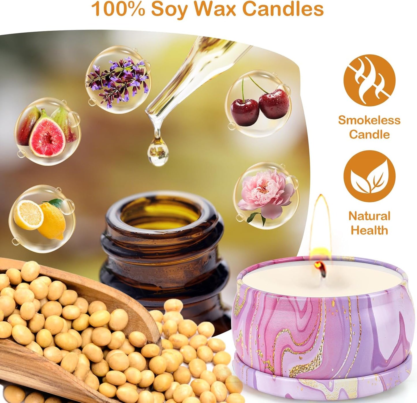 Candles Gifts for Women, 6 Pack Scented Candles for for Home Scented, Natural Soy Wax Aromatherapy Candle Gift Set for Christmas, Friends Birthday, Mothers Day, Teacher Appreciation Gifts