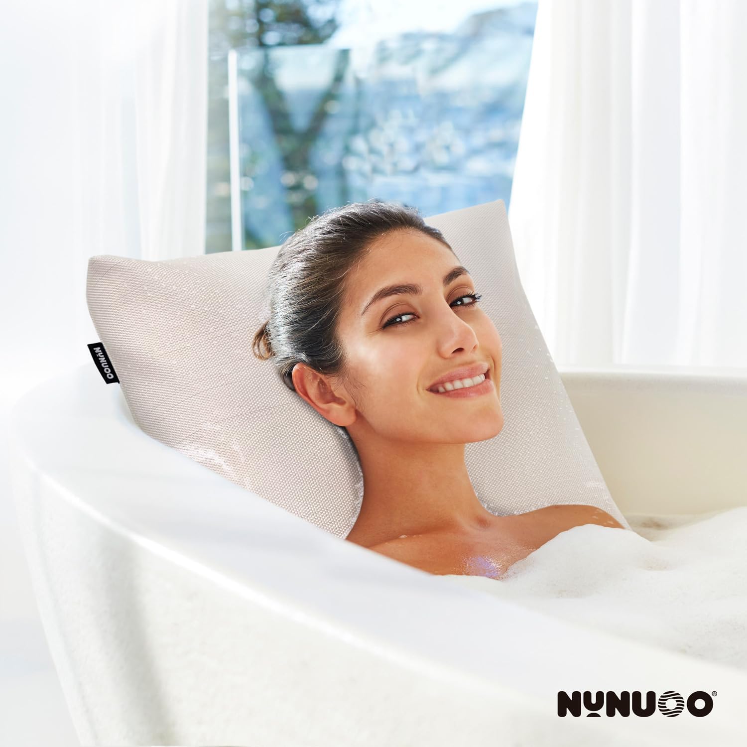 Bath Pillows for Tub Neck and Back Support,Bathtub Cushion backrest headrest Neck Pillow,tub Pillow for Bathtub,3D Mesh Core,Breathable,Quick-Drying,Ergonomic Comfort (Pearl