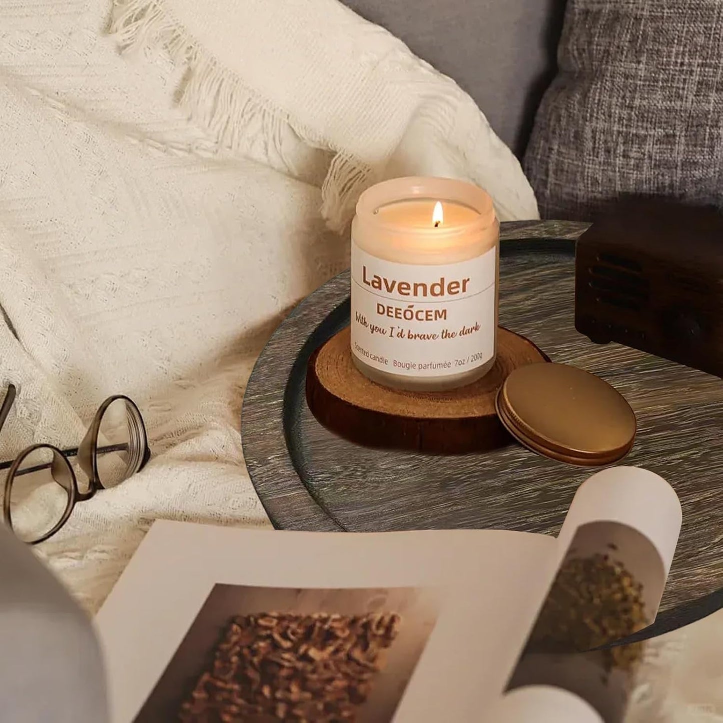 Candle Plate Holder Tray: Round Wooden Decorative Candle Plate Small Farmhouse Table Centerpiece Rustic White Wood Tealight Pillar Trays for Home Decor (Distressed)