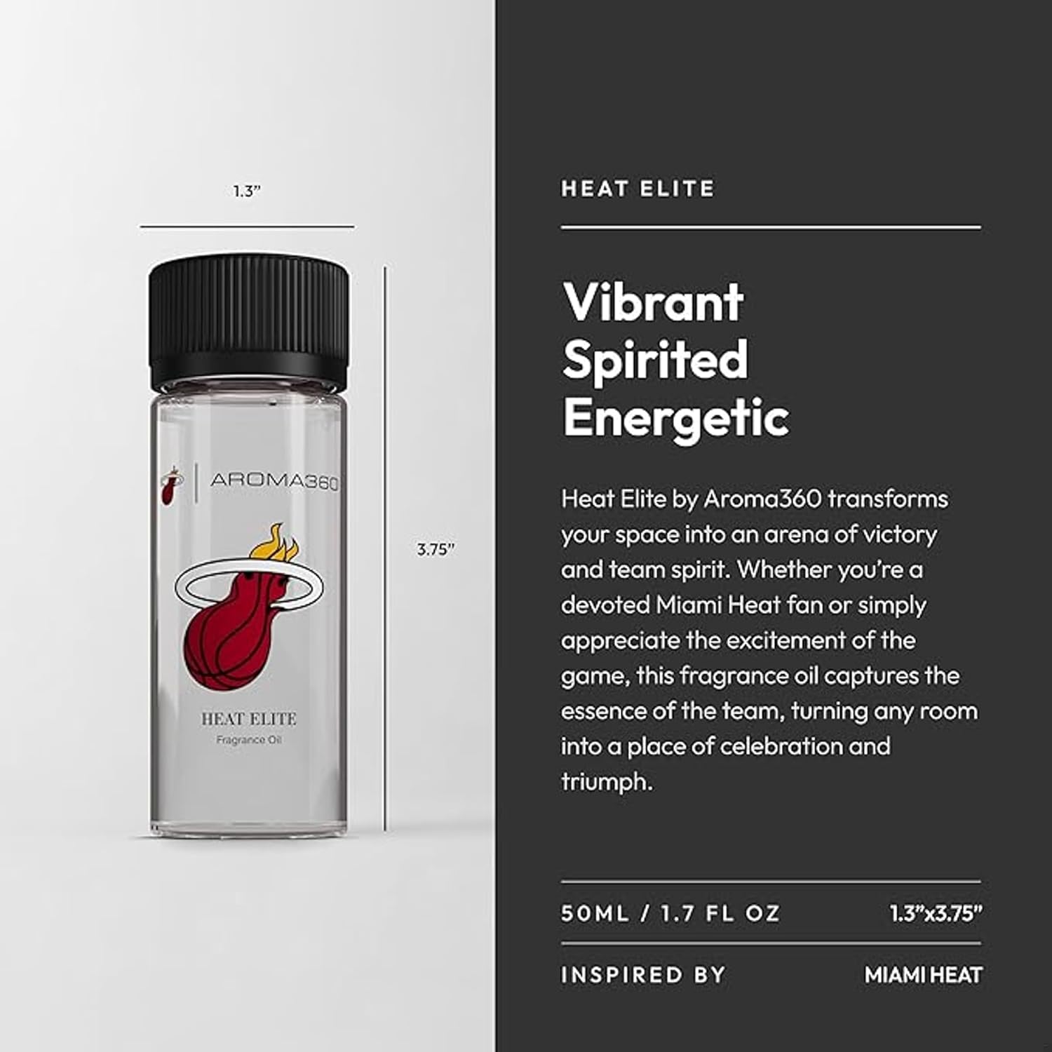 Aroma360 | Heat Elite (Cashmere & Dark Rose) Oil Blend | Miami Heat Edition Essential Diffuser Oil | Aromatherapy Scent Diffuser Oil | Italian Mandarin, Peach Blossom and Patchouli 1.7 fl oz, 50 mL