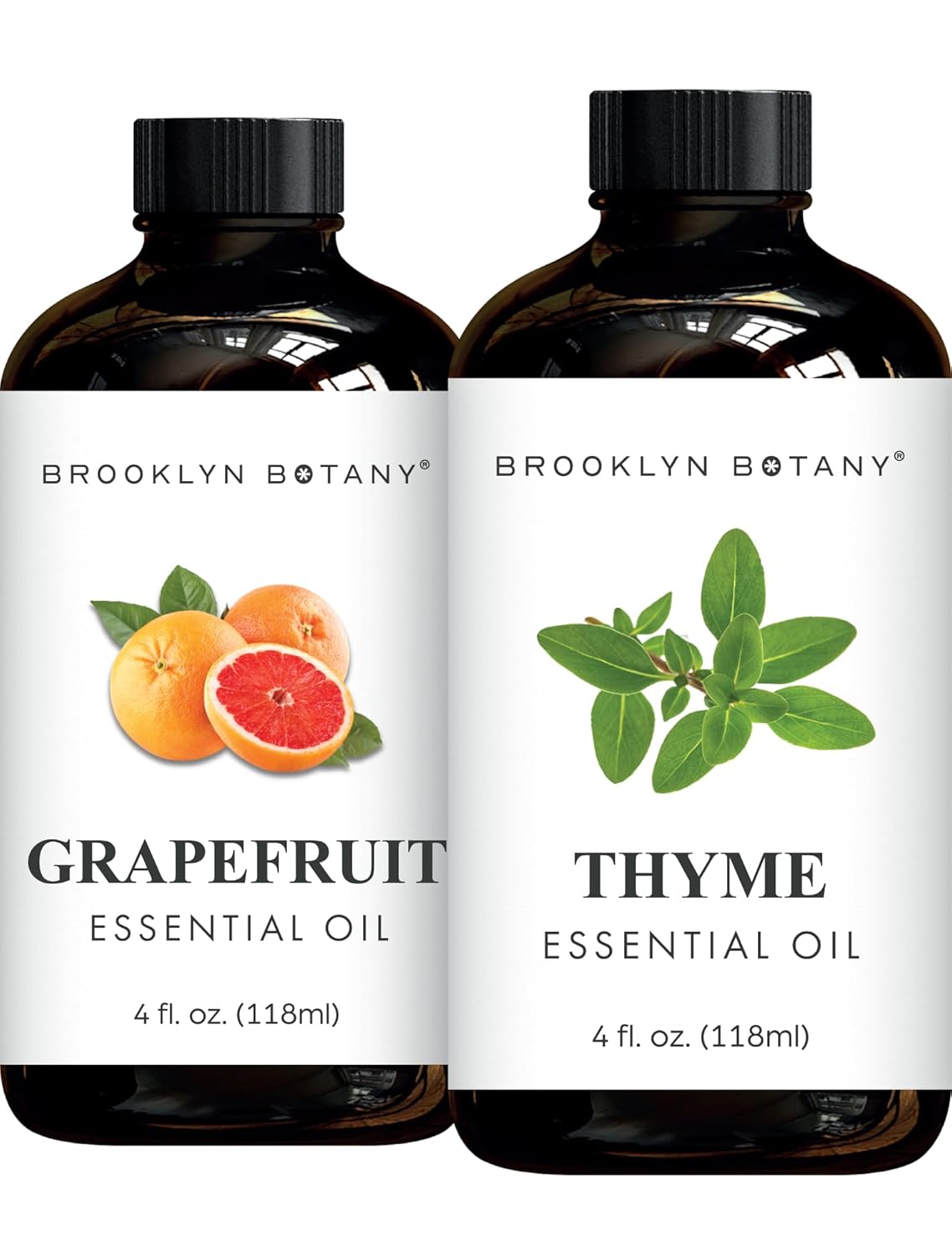 Brooklyn Botany Grapefruit & Thyme Essential Oils – 4 Fl Oz (Pack of 2) – 100% Pure & Natural – Refreshing & Herbal Aromatherapy Blend