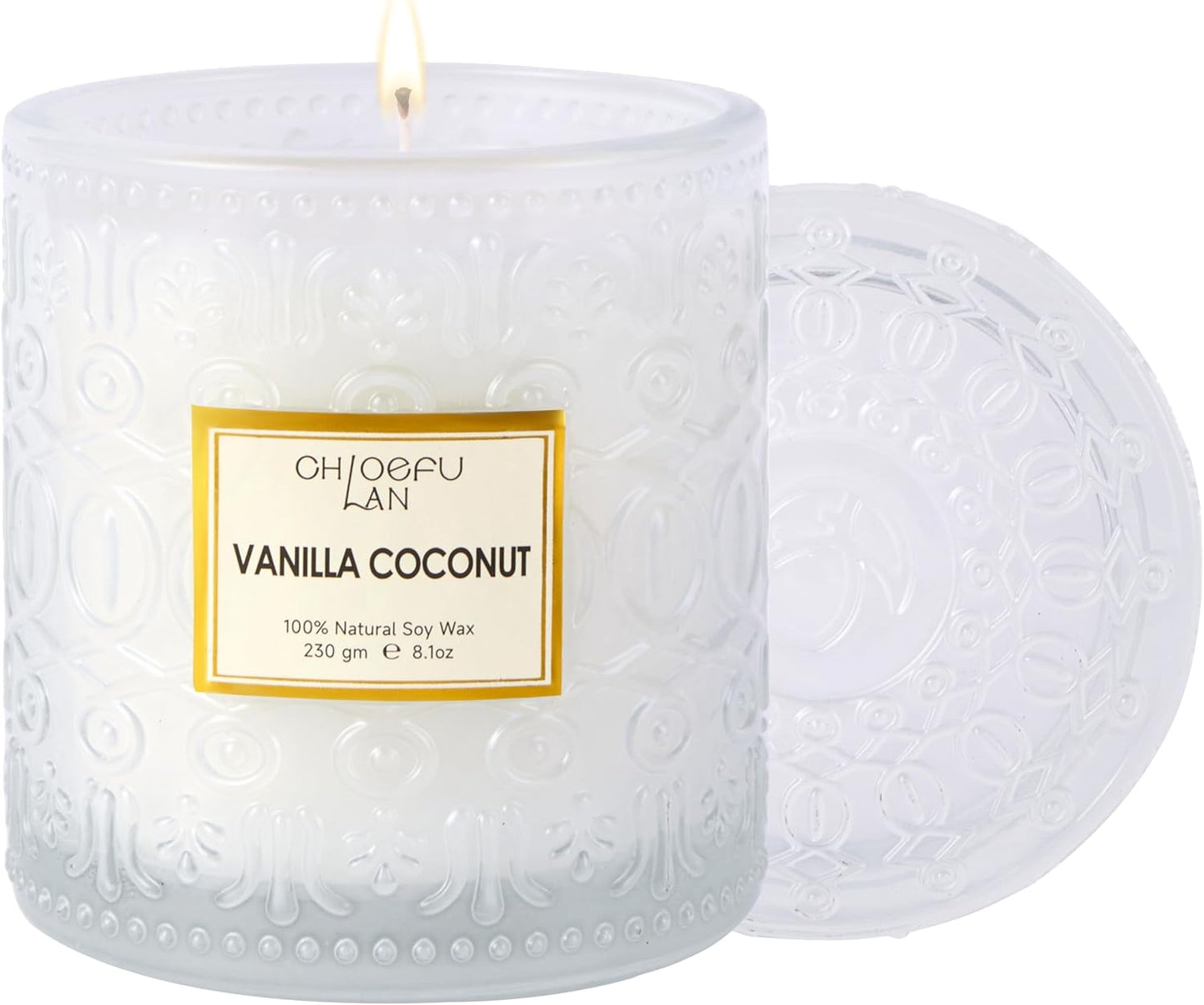 Mother Gifts, Vanilla Coconut Soy Candle Large Jar Scented Candle, Home Décor, Gifting Idea, Burn Time of 55 Hours