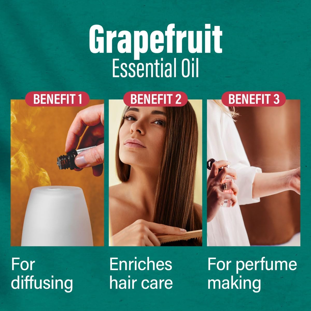 H'ana Grapefruit Oil - 1.02 Fl Oz Grapefruit Essential Oil for Hair, Skin, Diffuser, Aromatherapy & DIY