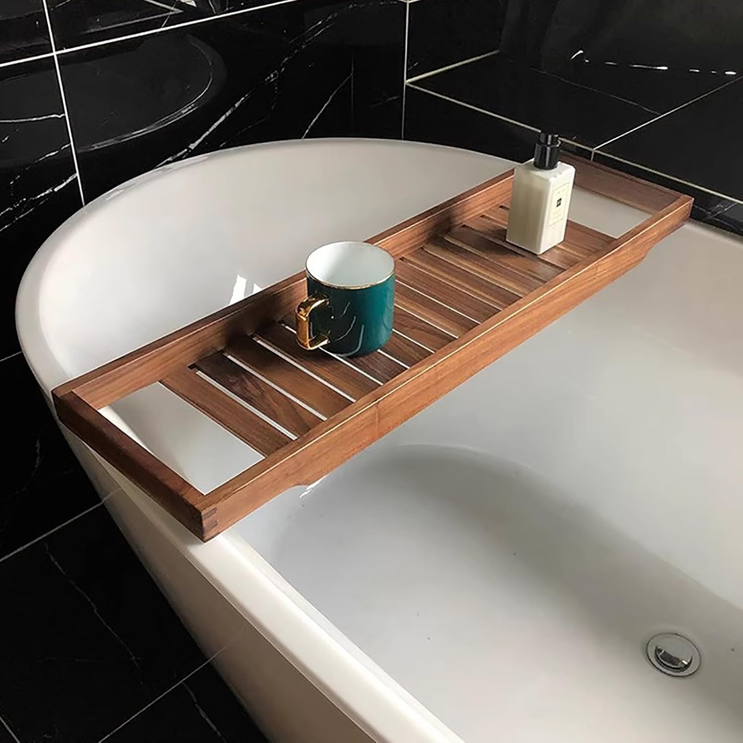 Wood Bathtub Tray Caddy - Large Slatted Bath Board, Versatile Spa Shelf, Ideal for Relaxation, Great Gift for Women
