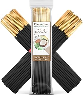 White Coconut Exotic Incense Sticks 7 Inch - Bulk 1 Bundle 85 to 100 Sticks - Natural 7" Long Lasting Aroma that Burns for 30 to 45 Minutes.