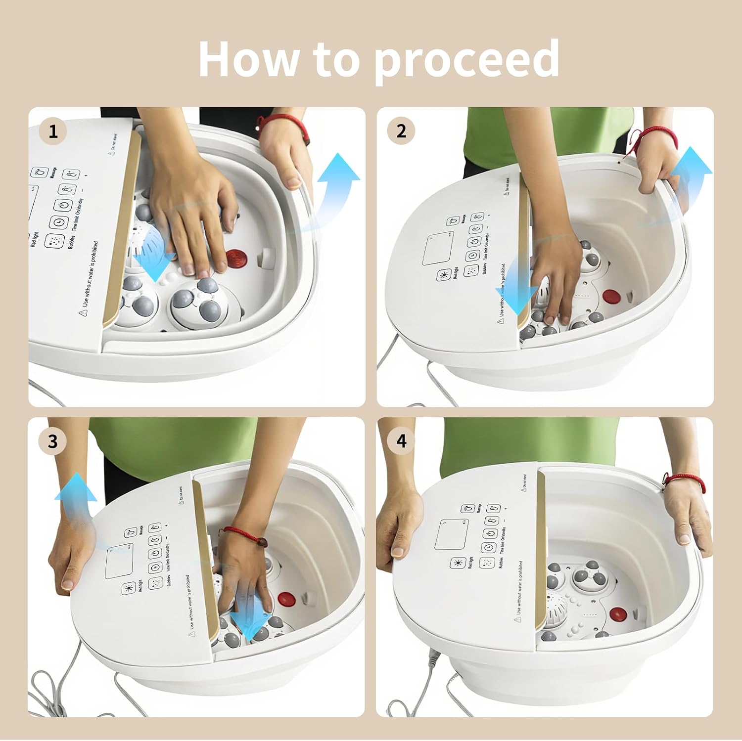 Collapasible Foot Spa Bath Massager with Heat, Pedicure Foot Spa with Bubbles/Timer/Temperature Control, Feet Soak Tub for Home, Office, Relaxation and Stress Relief, Gift for Men and Women