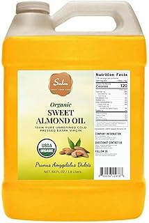 Certified Organic Unrefined Cold Pressed Sweet Almond Oil- 4 lbs/64 fluid ounces