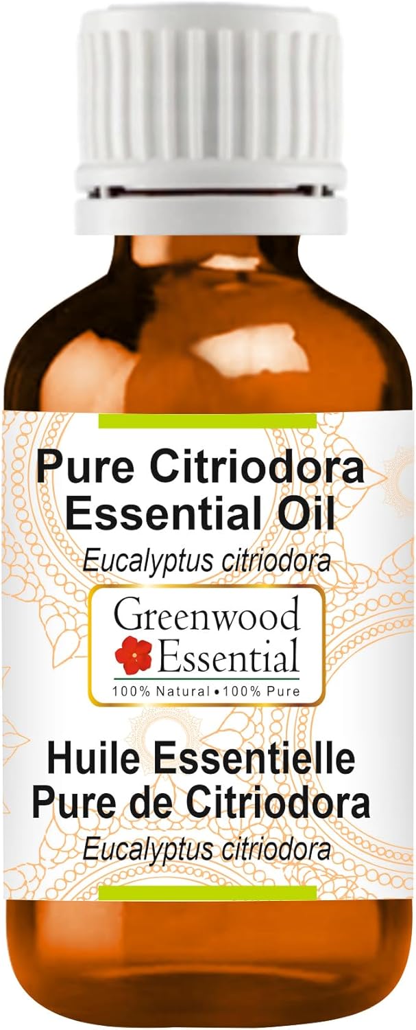 Greenwood Essential Citriodora Essential Oil (Eucalyptus citriodora) Pure | Non-Sticky | Non-Greasy | Lightweight | Men & Women | All Skin Types | Steam Distilled 30ml (1 oz)