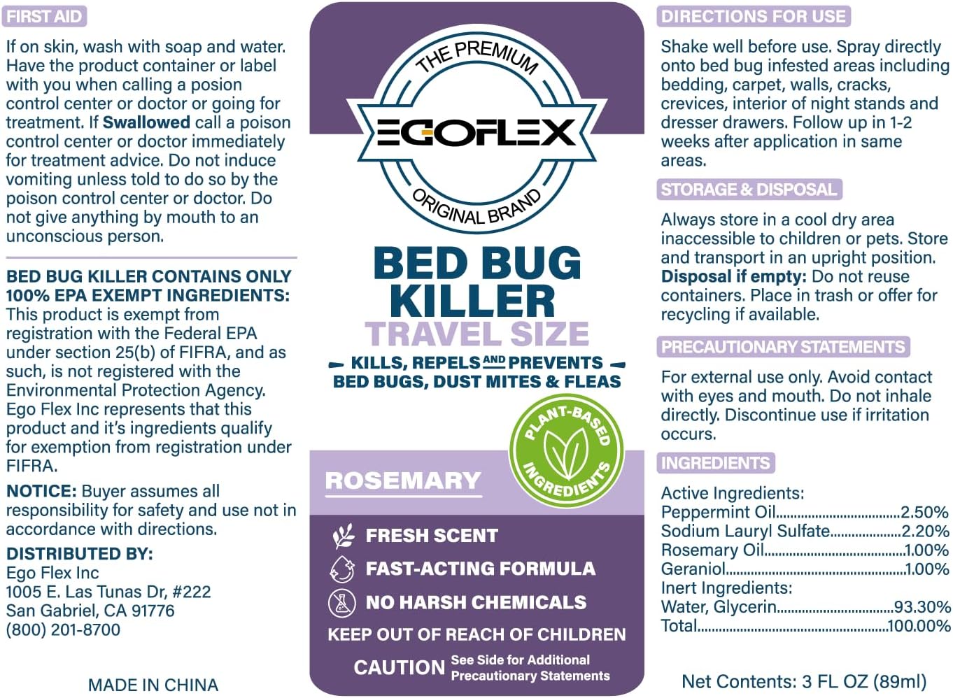 3-Pack Bed Bug Killer Spray - Travel Size TSA Approved - Repels Bed Bugs, Dust Mites, Lice & Fleas with Natural Essential Oils - Travel Essentials for Women - 3 Fl Oz