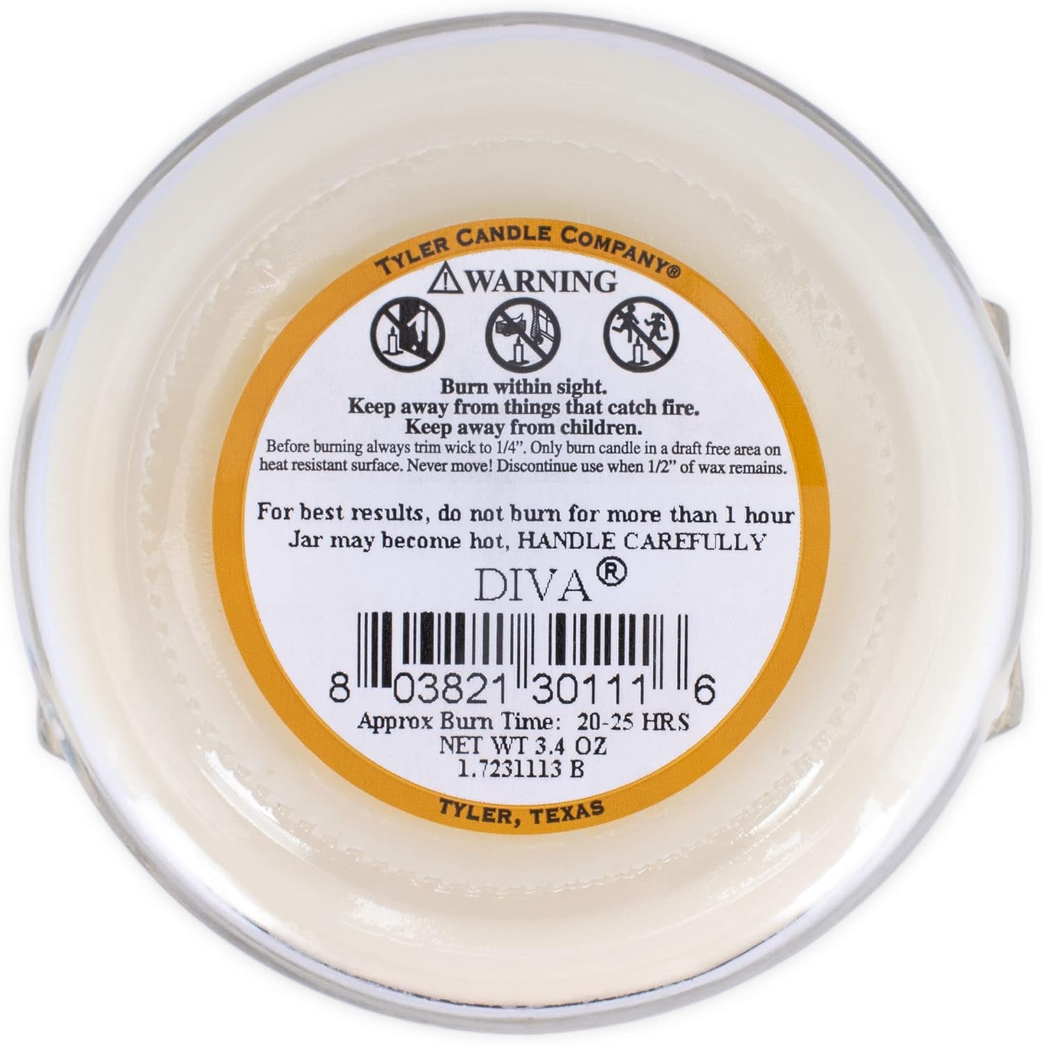 Tyler Glass Fragrane Candle 3.4 Oz,Diva, Scented