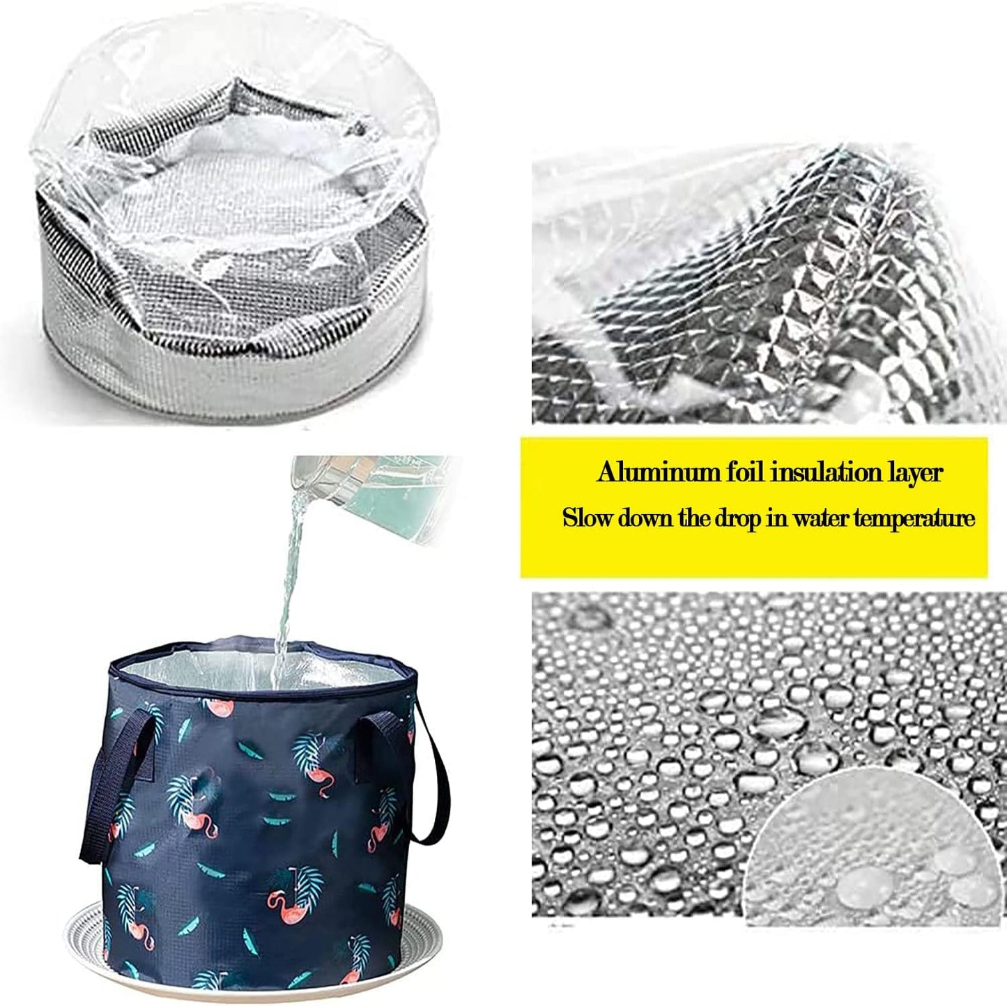 Collapsible Bucket for Soaking Feet, Portable Travel Foot Bath Tub, Insulated Foot Bath Bag with lid，Foot Soaking Bath Basin Portable, Foot Spa Soaking Feet Home Pedicure Basin Outdoor Camping
