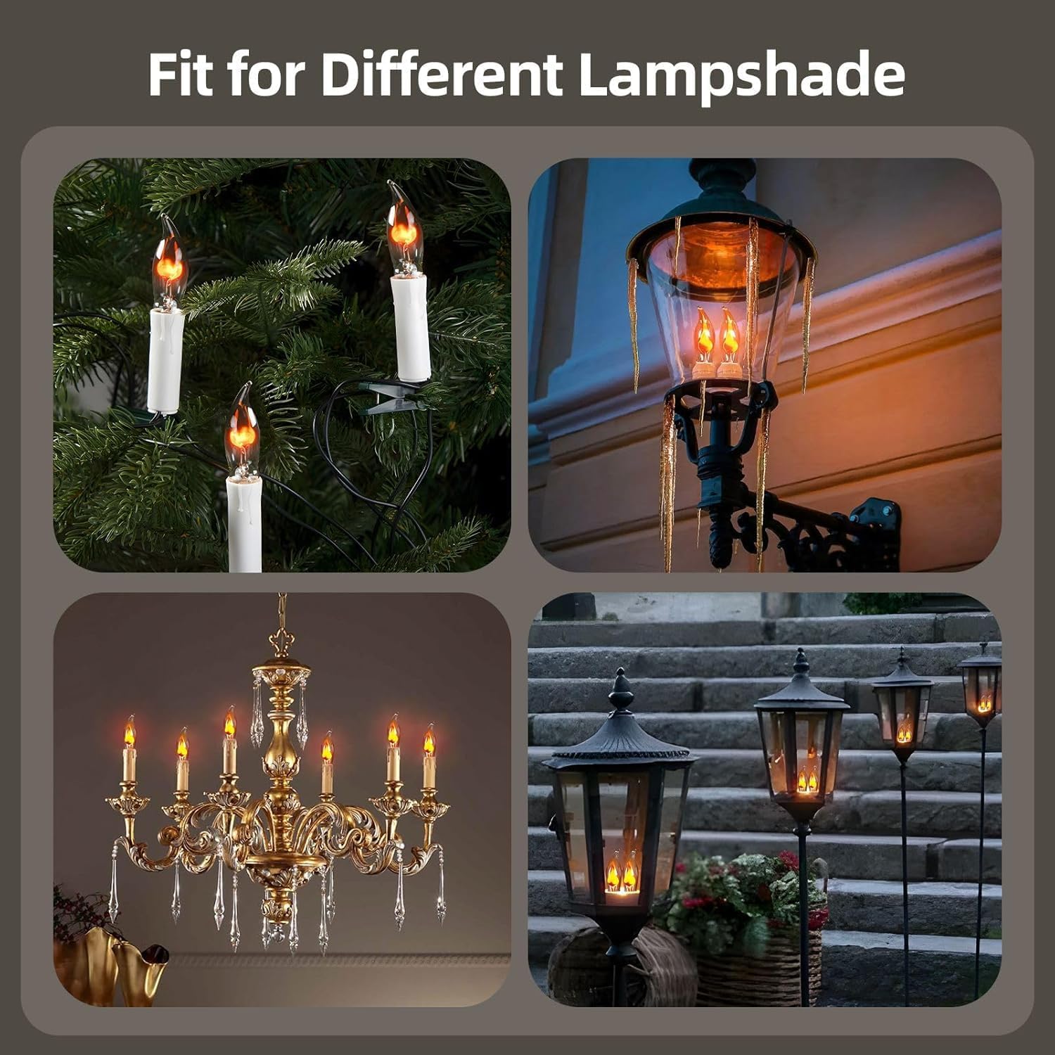 Hompavo Upgraded Flame Light Bulbs, Compact E12 Chandelier Base Candle Flickering Fire Light Bulb for Halloween Christmas Party Porch Indoor & Outdoor Home Decor - 6 Pack