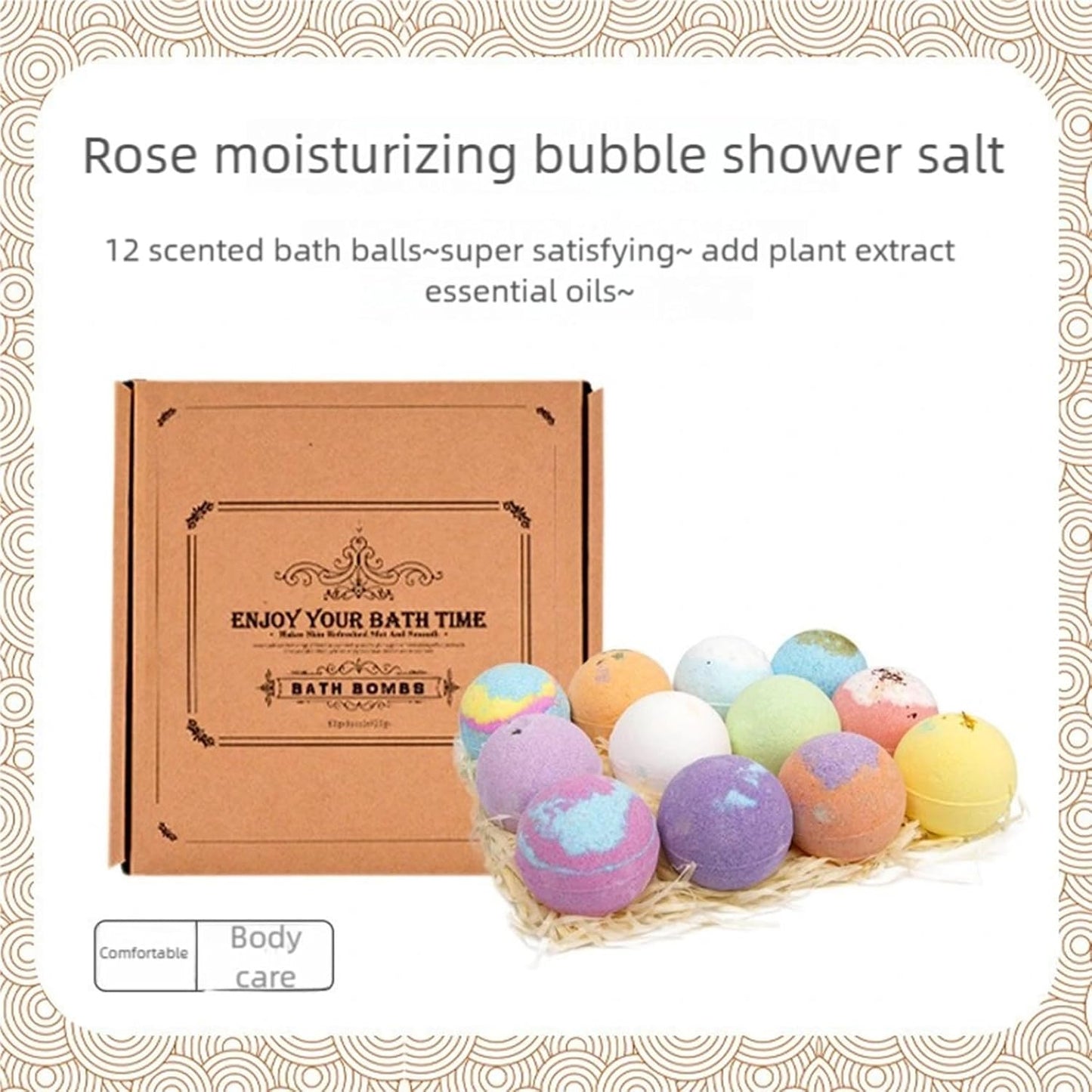 JEYPINMI Handmade Bath Bombs with Shea Butter Cocoa Butter Gift Set for Skin 12 Pieces/Box One Size