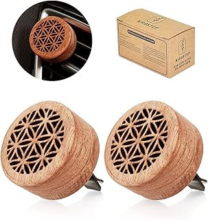 Essential Oil Car Diffuser, 2 PCS Car Aromatherapy Wood Diffuser with Vent Clip