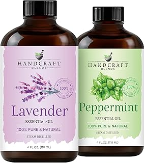 Handcraft Blends Calm & Focus Set: Peppermint and Lavender Essential Oils – (2 x 4 Fl Oz) – 100% Pure & Natural – for Diffuser, Aromatherapy, and DIY Projects