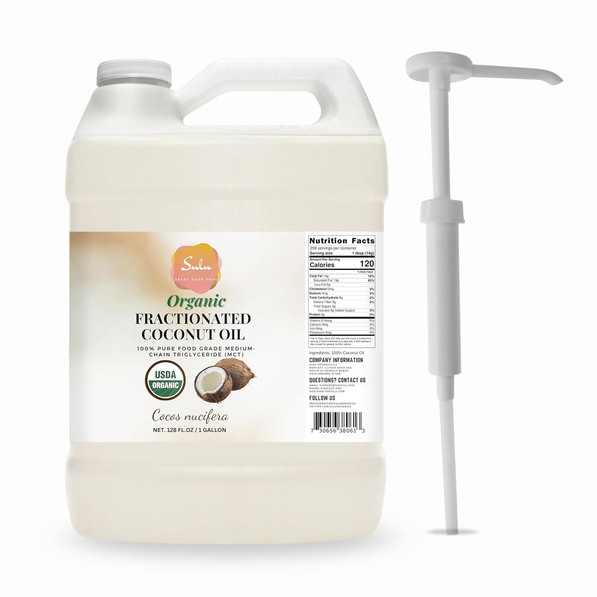 100% Pure Organic Fractionated Coconut Oil MCT-Food Grade-Keto
