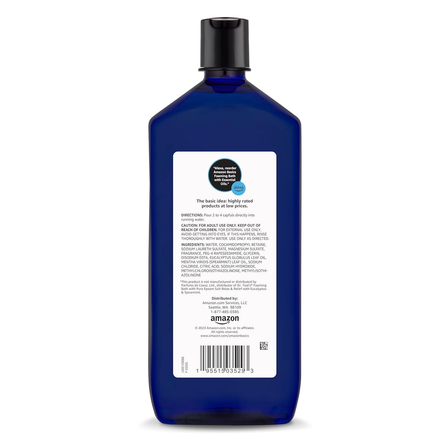Amazon Basics Eucalyptus & Spearmint Scented Foaming Bath with Essential Oils, 34 Fl Oz (Pack of 1) (Previously Solimo)
