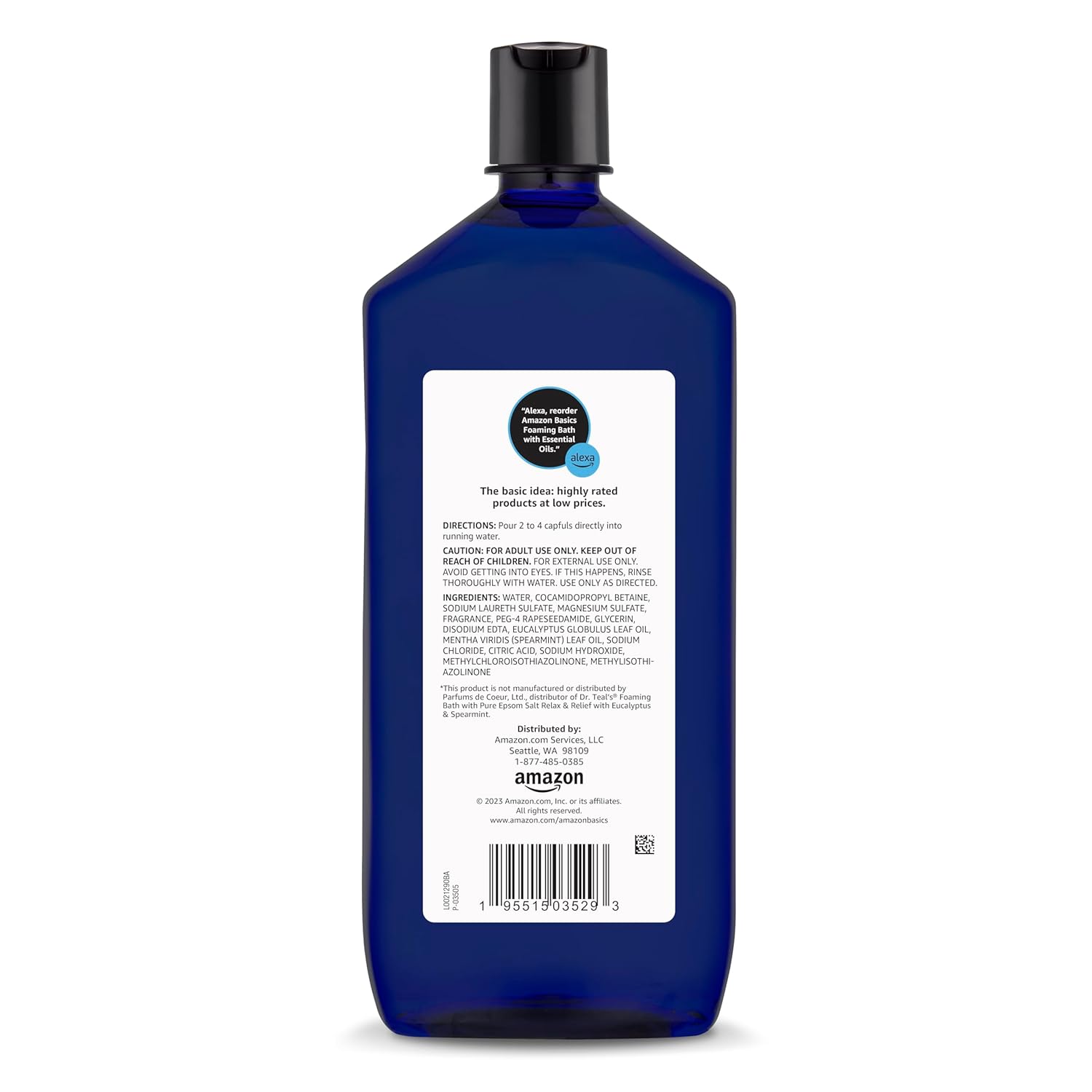 Amazon Basics Eucalyptus & Spearmint Scented Foaming Bath with Essential Oils, 34 Fl Oz (Pack of 1) (Previously Solimo)