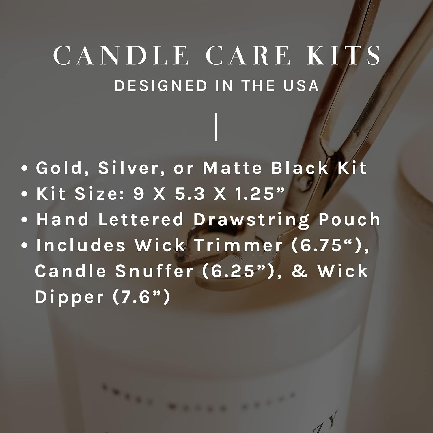 Sweet Water Decor Candle Care Kit | Matte Black Candle Accessory Set Includes Wick Trimmer, Wick Dipper, and Bell Snuffer Tools with Drawstring Bag for Candle Lovers (Matte Black)