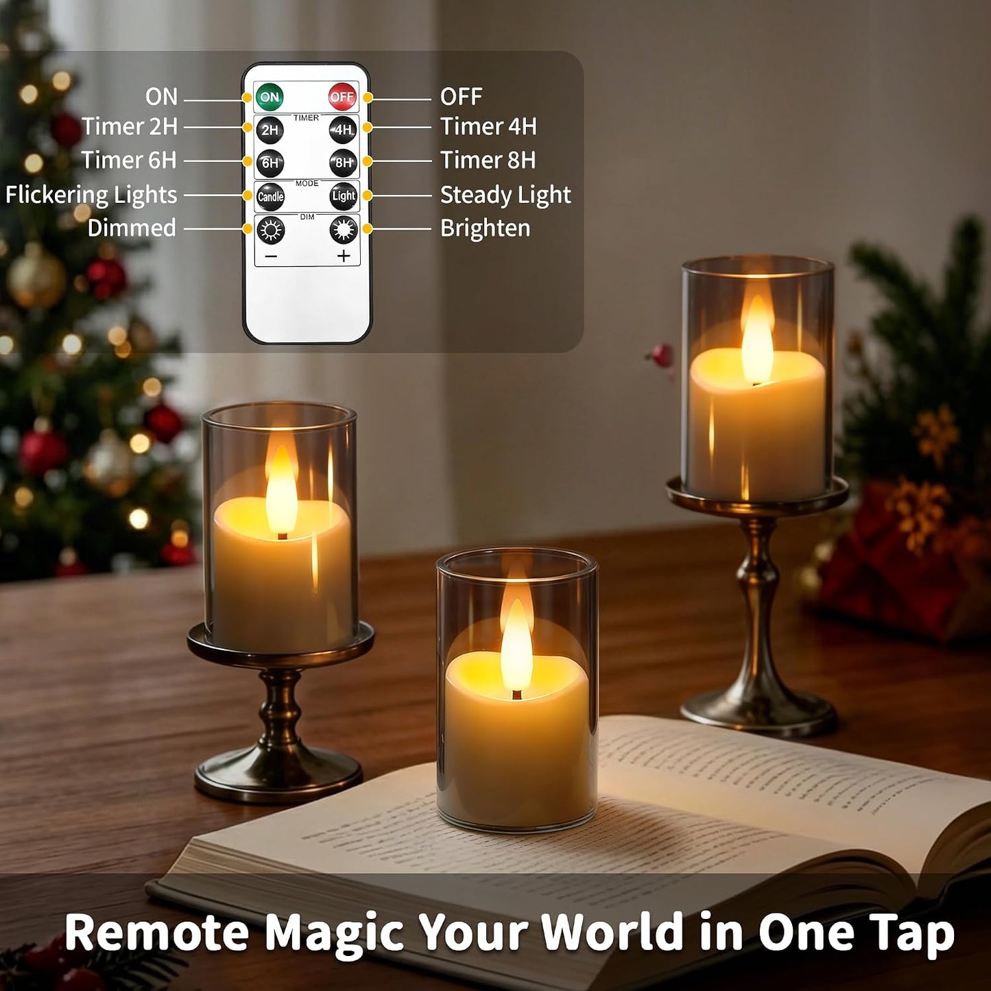 Rechargeable Flameless Candles with Timer Remote, 1.7"x2.6" Clear Acrylic LED Tea Lights Candles，Small Votive Electric LED Candles for Home Aniversary Wedding Holiday Decor Gray(6 Pack)