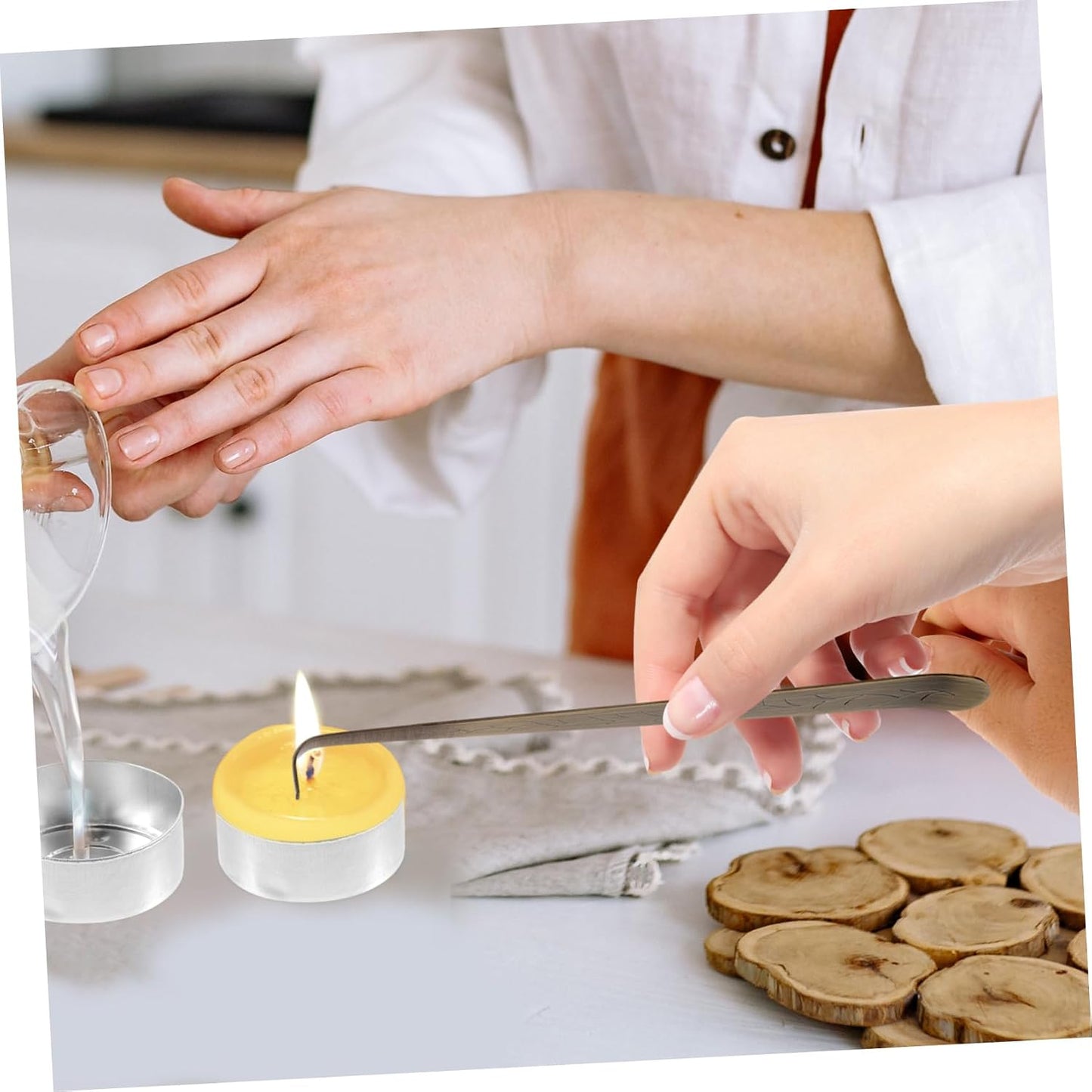 HEALLILY Stainless Steel Candle Tool Set Long Handle Candle Dipper Wick Hook Extinguisher for Home Use Aromatherapy Accessories