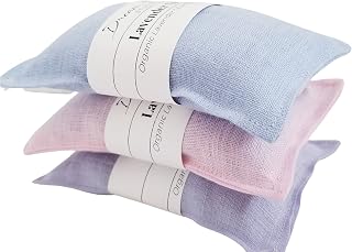 Lavender Drawer Sachets - Set of 3, Organic Linen, Aromatherapy Home Gift, Lavender Bags for Clothes | Pastel Shades