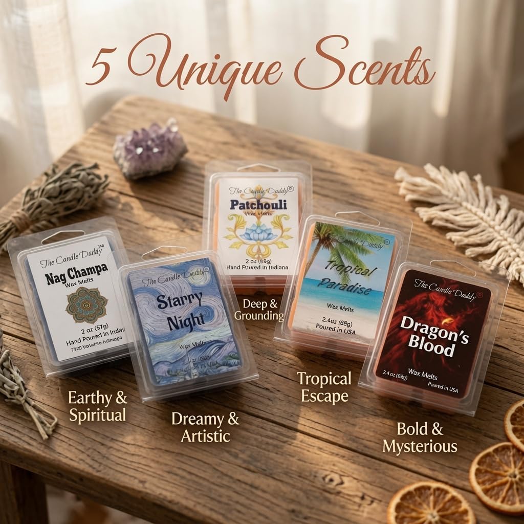 "Free Spirit Bundle" Combo Set Of Five Scented Wax Melt Cubes - Nag Champa