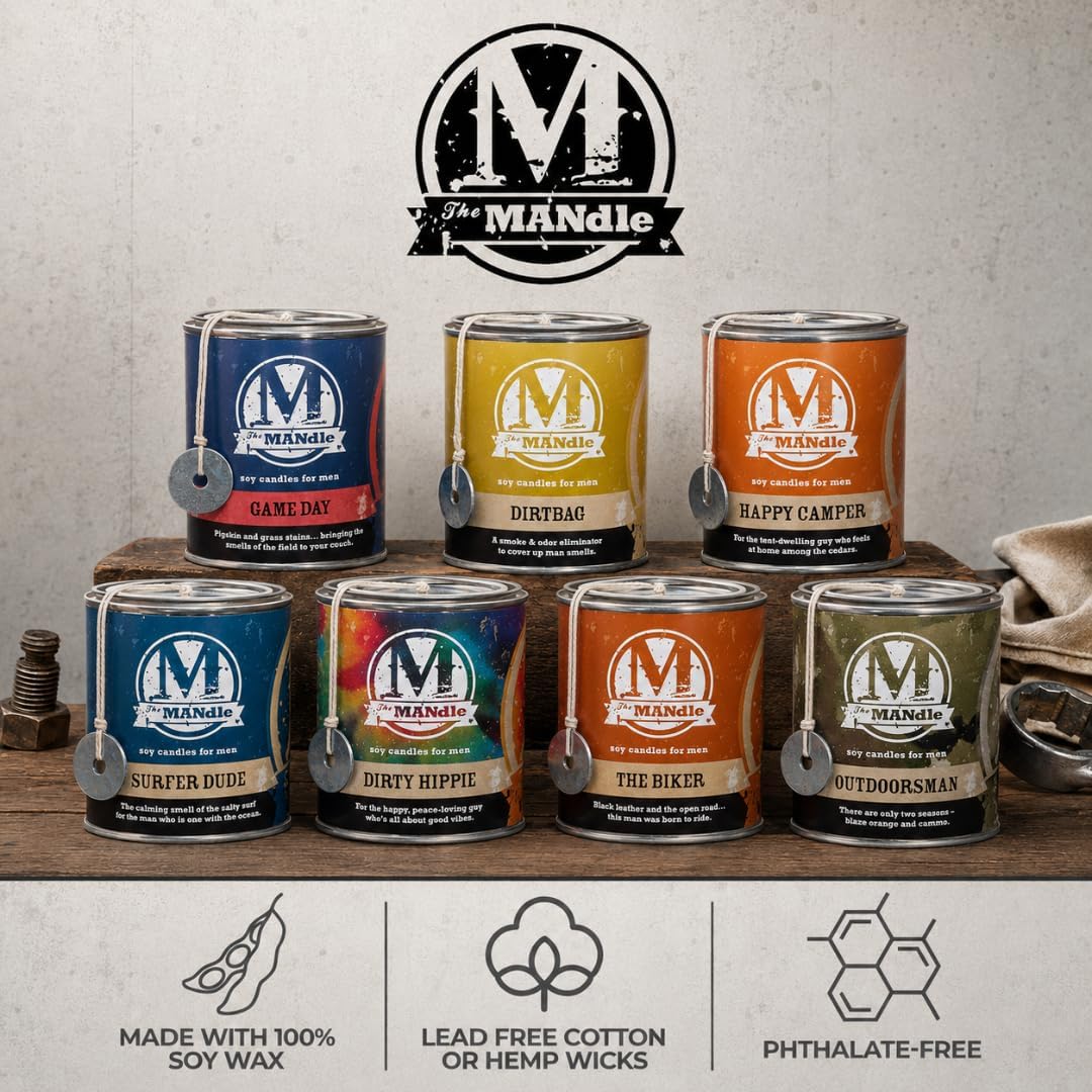 ECO CANDLE CO. The Mandle Soy Candle for Men - Scents of Hickory Smoked Bacon - The Carnivore, 15 oz. Paint Can - 100% Soy Wax, No Lead, Hand Poured, Phthalate Free, Made from Midwest Grown Soybeans