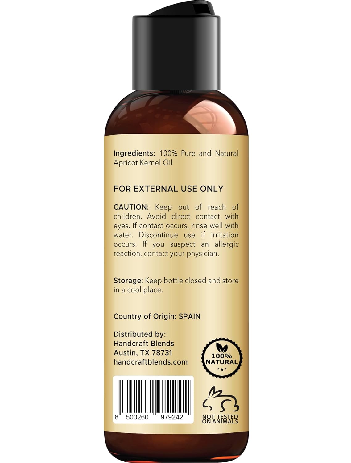 Handcraft Blends Apricot Kernel Oil - Cold-Pressed 4 Fl Oz - 100% Pure and Natural - Premium Grade Carrier Oil for Skin and Hair - Hair and Body - Massage - Hexane-Free