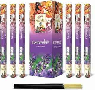 Flute Lavender Masala Incense Sticks | Premium Incense for Deep Relaxation, Sleep and Positive Energy | 7 Sticks/Pack, 25 Packs/Box, 9" 175 Sticks with 45 Mins Burning time