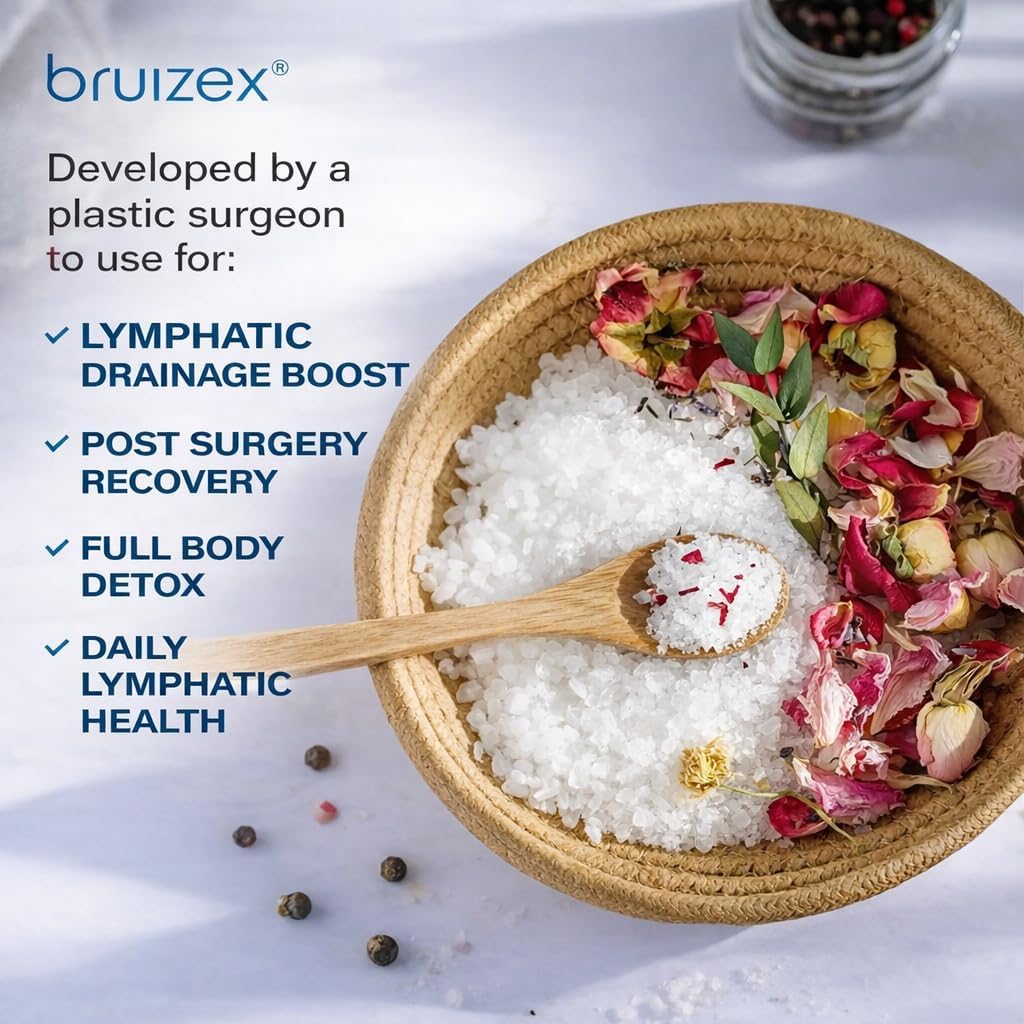 Bruizex Arnica Montana Bath Salts, Epsom Salt Bath Soak for Lymphatic Drainage & Body Detox, Magnesium Bath soak with Essential Oils, Bath Salts for Pain Relief, Swelling & Post Surgery -1 Lb