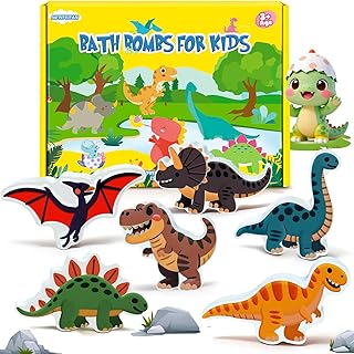 Easter Bath Bombs for Kids, Dinosaur Bath Bomb Gifts for Boys & Girls, 6 Pack Gentle& Kids Friendly Handmade Bubble Fizzies, Ideal Easter Basket Stuffers & Party Favors for Teen Children