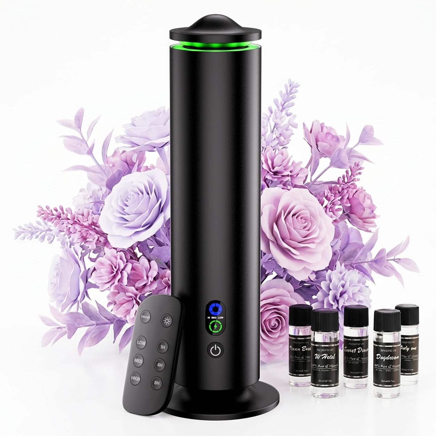 coobest Waterless Diffuser Essential Oil Diffuser with 7 Lights and 5 Oil,4 Scent Intensity Models 3 Timer,Scent Diffuser Starter kit for Home,Offices,Hotels and Spas Aromatherapy Diffuser