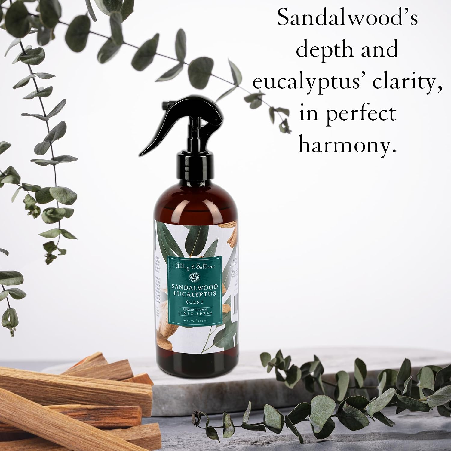 Abbey & Sullivan Linen Spray, Sandalwood Eucalyptus, 16 oz