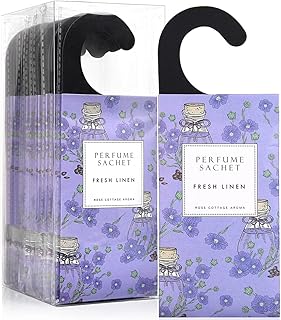 ROSE COTTAGE Large 12 Packs Fresh Linen Hanging Closet Deodorizer Air Freshener Long Lasting Scented Sachets Smell Goods for House