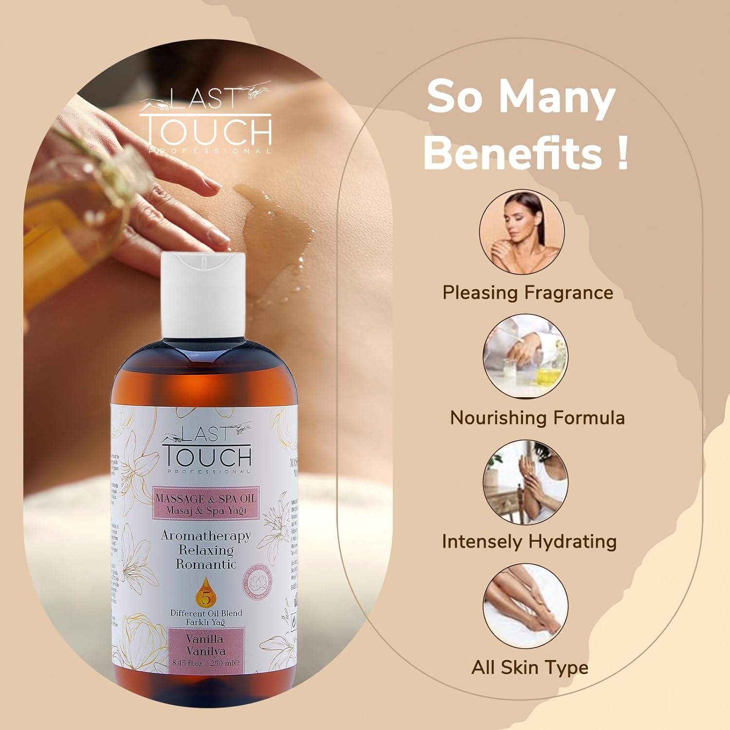 Vanilla Sensual Massage Oil for Couples Sexual - Massage Oils for Date Night - Massage Oil for Massage Therapy - Aromatherapy Oil for Intimate Moments - Aphrodisiac Oil - 8.45 Fl Oz