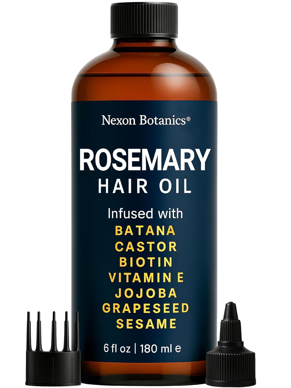 Batana Rosemary Oil for Hair Growth 6 fl oz - Lightweight Scalp Oil for Dry, Damaged Hair & Frizz Control - Aceite de Romero Para el Cabello - Nexon Botanics
