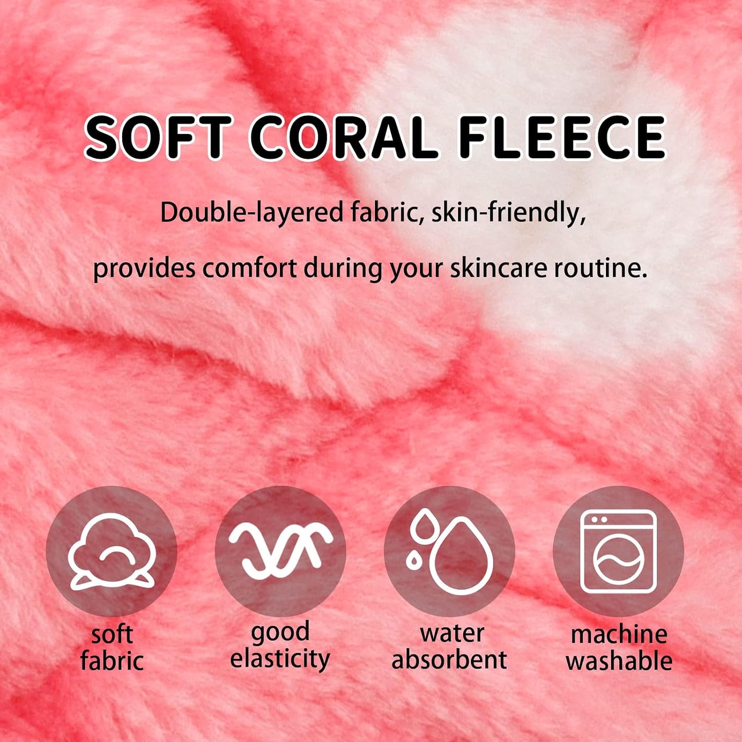 WHAVEL 9 Pack Pink Microfiber Hairband for Washing Face, Makeup Headband Skincare Headbands with Cute Bow, Fluffy Face Wash Headband for Women