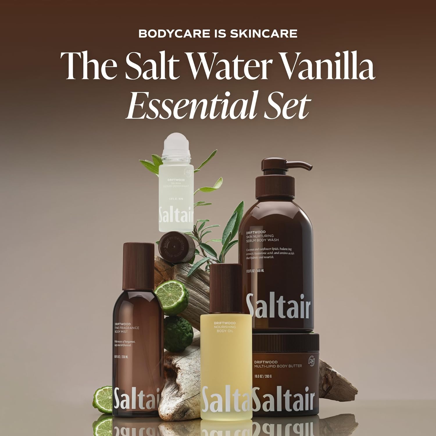 Saltair Body Oil – Silky After Shower and Bath Dry Oil for Women and Men – Non-Greasy, Well-Absorbing Moisturizer for Hydrating Dry Skin – Driftwood Scent, 4oz