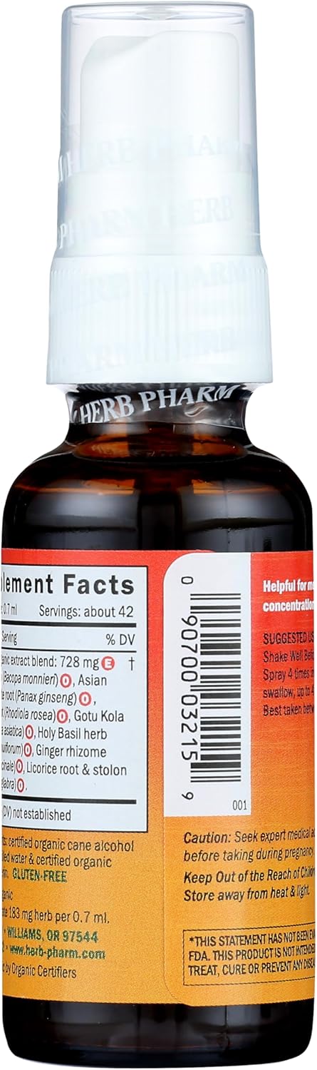 Herb Pharm Herbs on The Go Portable Spray, Everyday Focus, 1 Fl Oz