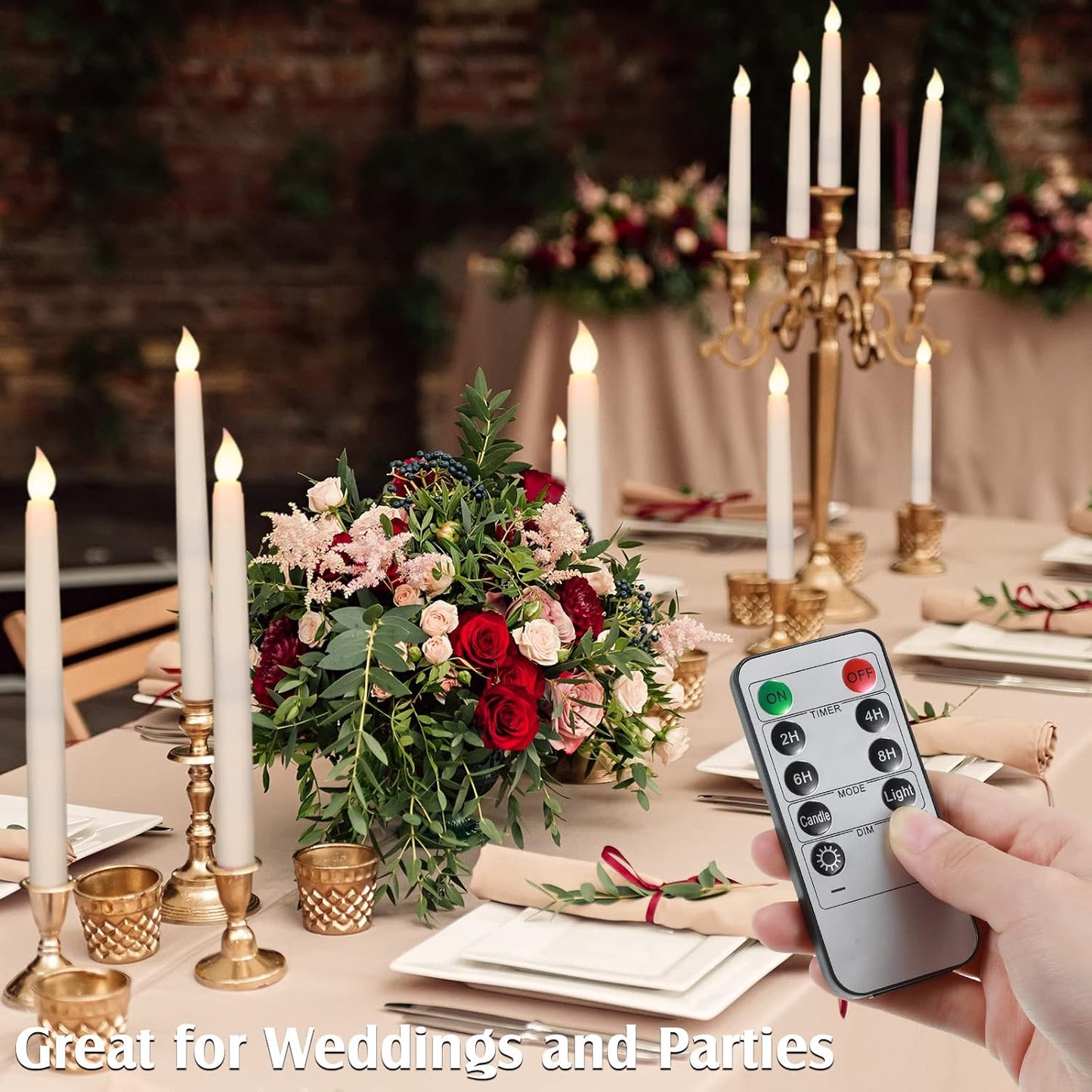 Tuanse 24 Pack Flameless Taper Candles with Remote & Timer, 11" Flickering 3D LED Battery Operated Window Candlesticks, Dimmable for Wedding Table Centerpieces Home Valentine’s Decor(Ivory)