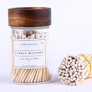 150Pcs 3'' White Matches in a Jar with Striker, Glass Match Holder with Striker, Glass Match Cloche with Striker, Match Bottle with Candles Matches for Fireplace, 150Pcs Long Wooden Safety Matches